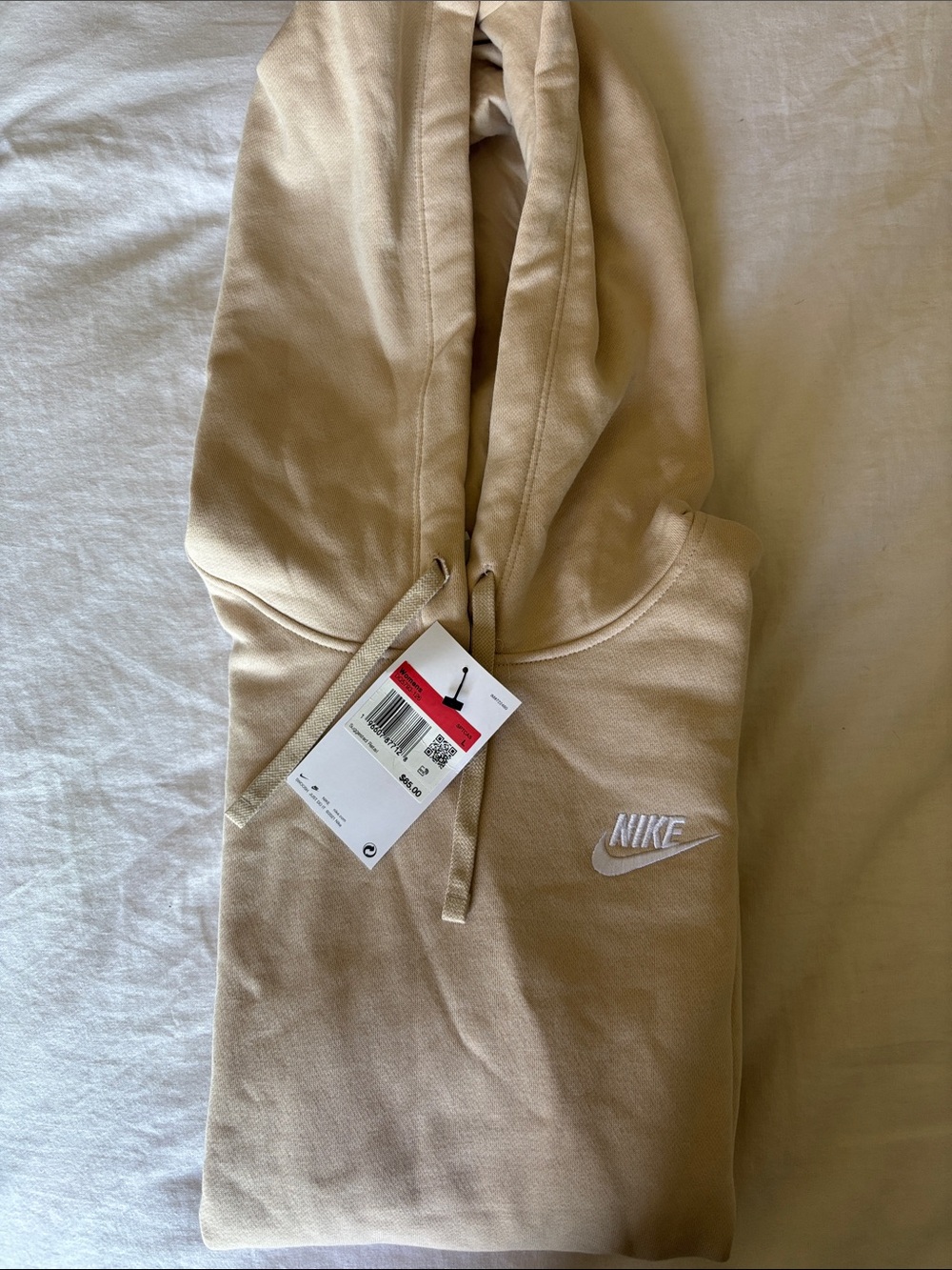 Nike Tan/Cream Women's Pullover Hoodie with Embroidered Swoosh